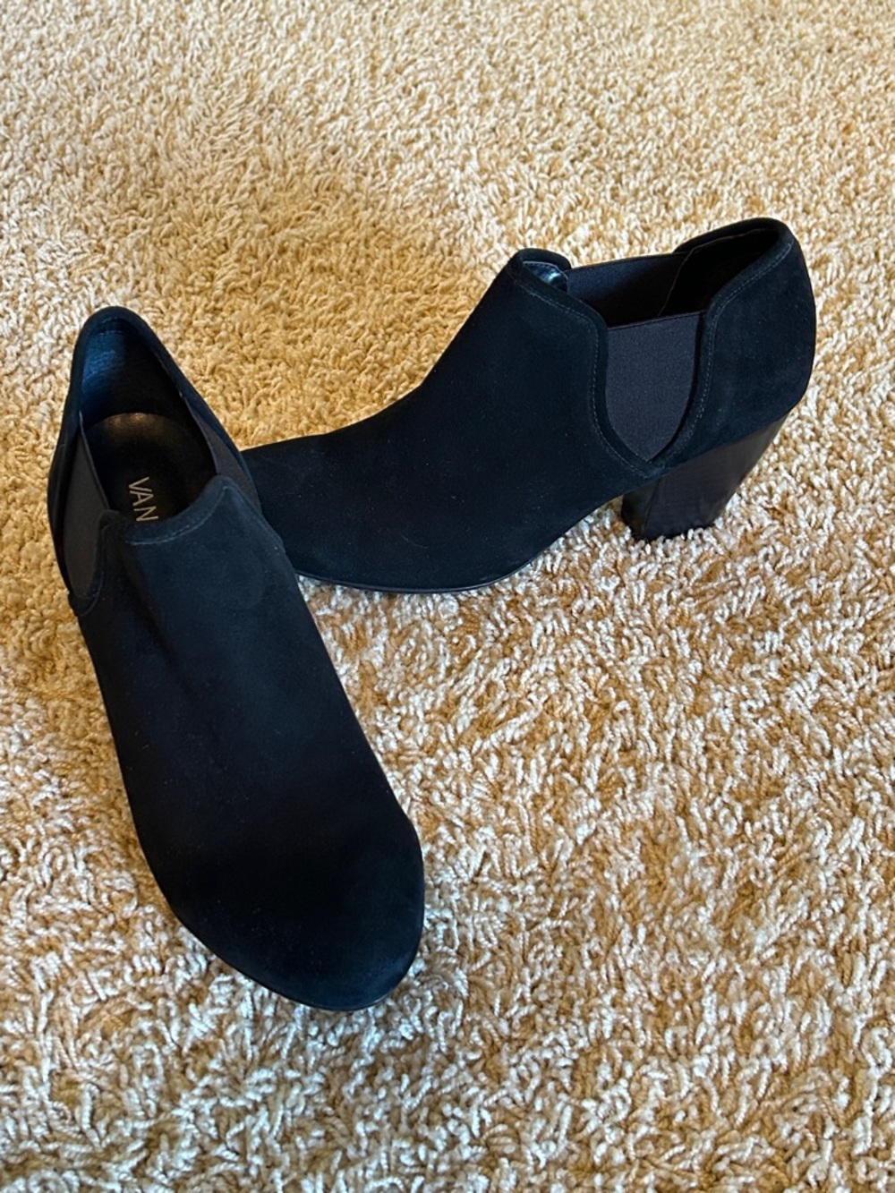 Vaneli Nina Black Suede Heel Ankle Booties Size 8.5